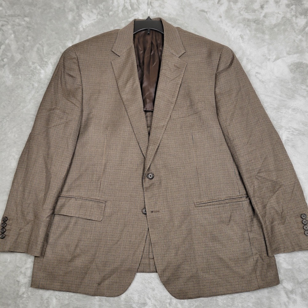 "Ralph" Ralph Lauren Men's 48R Cashmere Blend Brown Blue Check 2-Button Blazer